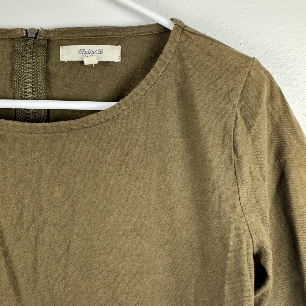 MADEWELL Womens short‎ sleeve Jersey Knit T-shirt top zip detail - S